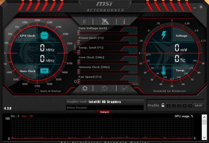 После установки msi afterburner гаснет экран